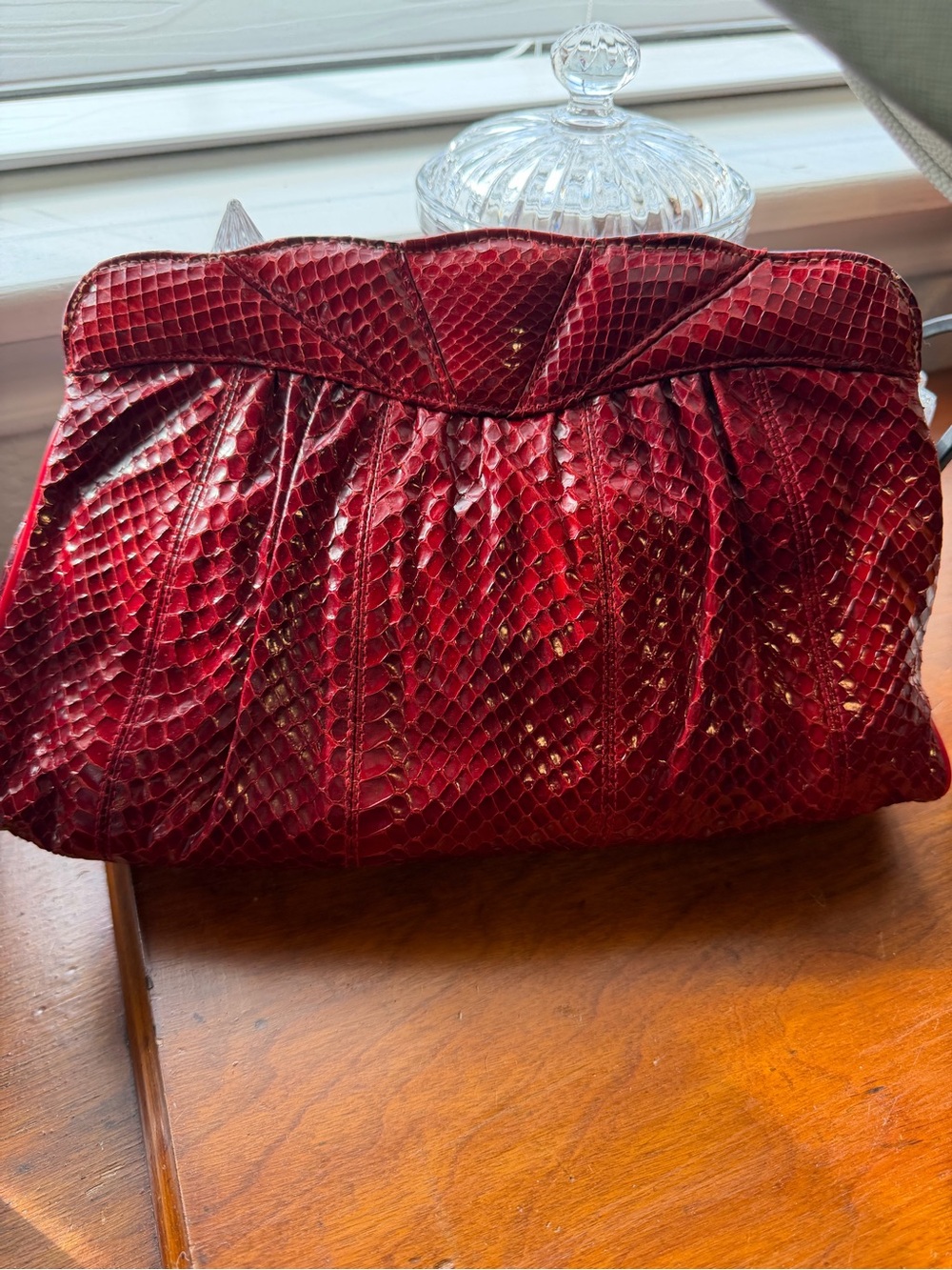 Vintage Bags by Varon Red Snakeskin Shoulder Bag NOS Original $245 Tag